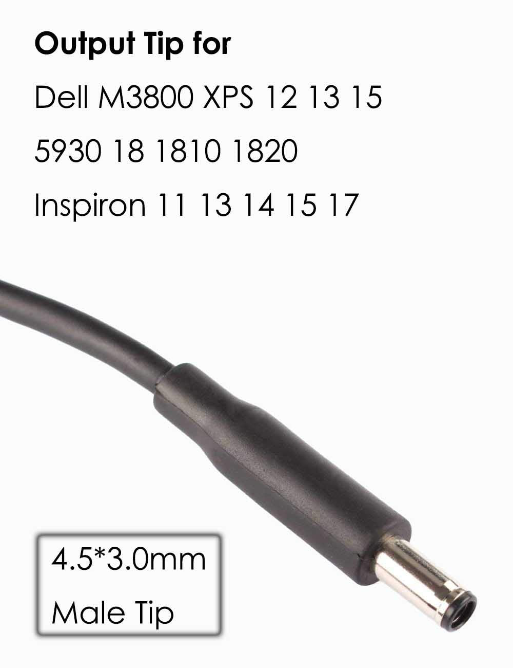 Tip Adapter Converter Cable 7.4 To 4.5Mm For Dell Laptop Power Supply 30W 40W 45W 65W 90W 120W 135W D5G6M 0D5G6M M3800 Xps 12 13 9350 3960 15 5930 5950 Inspiron 11 13 14 15 17 3000 5000 7000 [2Pack]