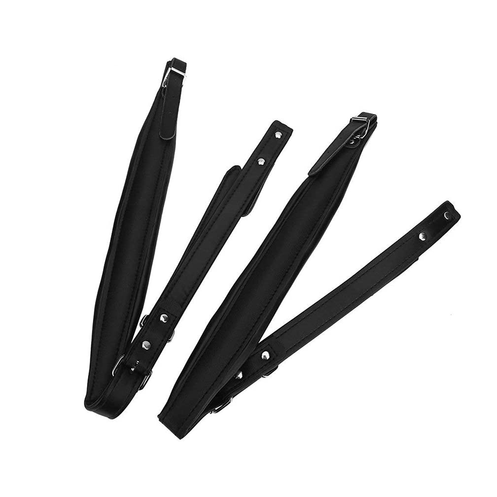 Bibistore Soft Leather Adjustable Accordion Shoulder Harness Straps Instrument Accessories (Black)
