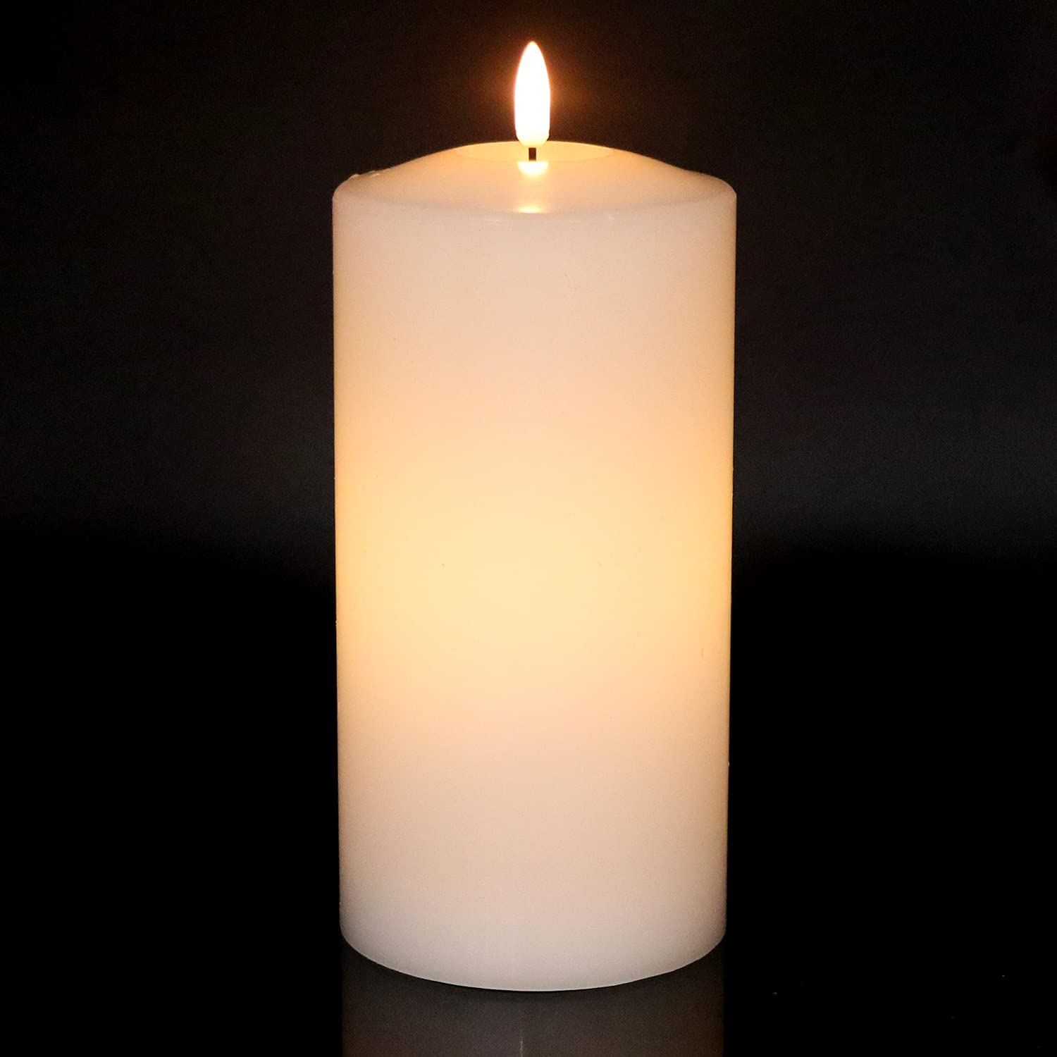 DRomance Large White Flameless Candle Battery Operated with 6 Hour Timer, Real Wax Flickering LED Candle Indoor Wedding Dinner C