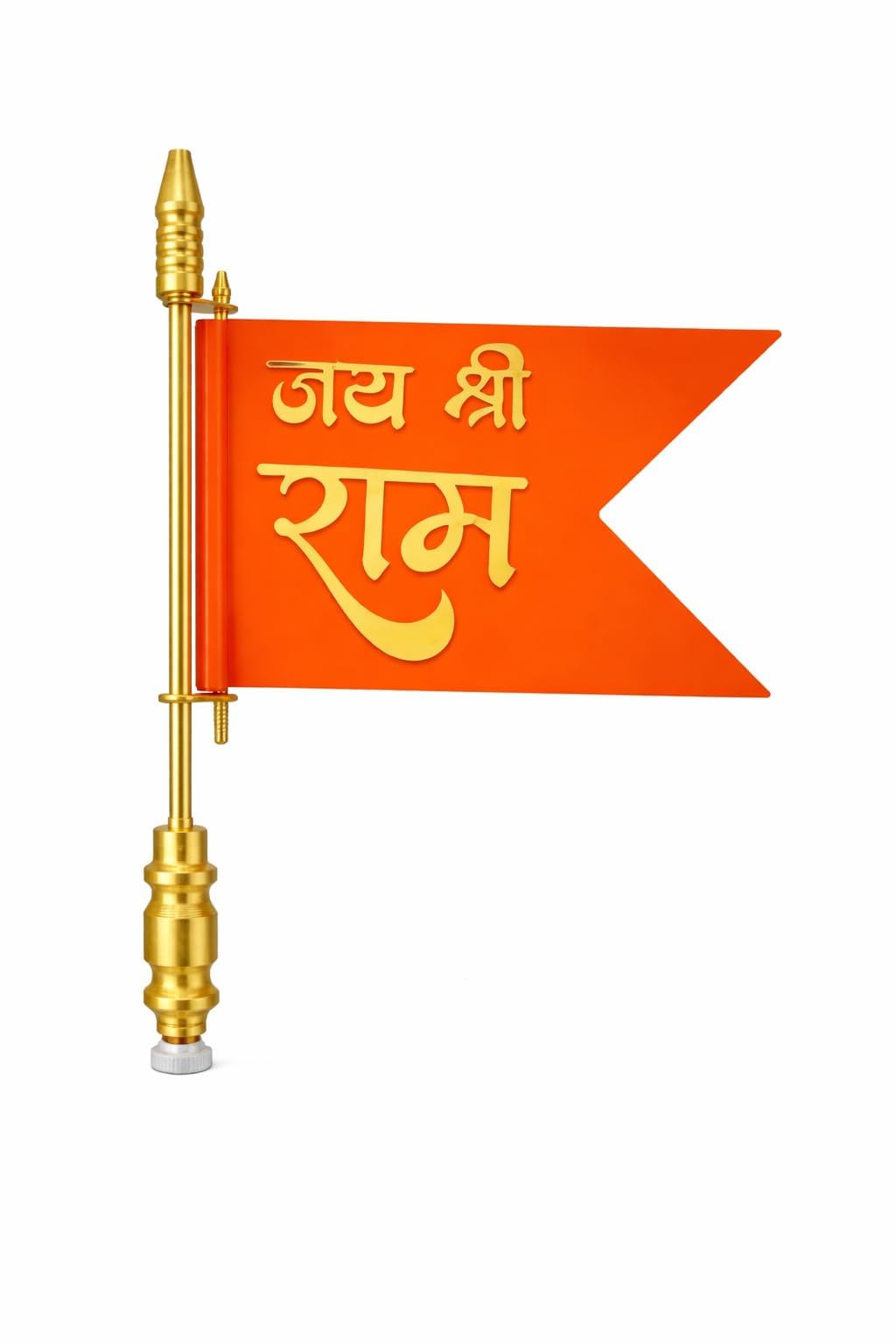 Dectems 3D Printed Cut Flag Jai Shree Ram With Metal Rod  Car And Bike Bonnet Mount  Universal Fit Religious Vehicle DCor Acce
