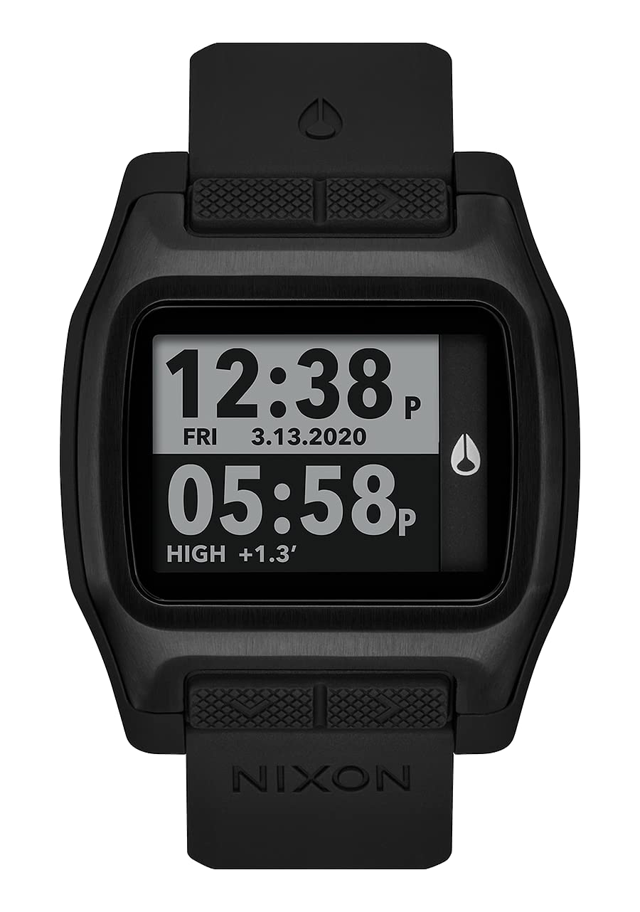 NIXON High Tide A1308 - All Black - Digital Watch for Men and Women - Water Resistant Surfing, Diving, Fishing Watch - Mens Wate