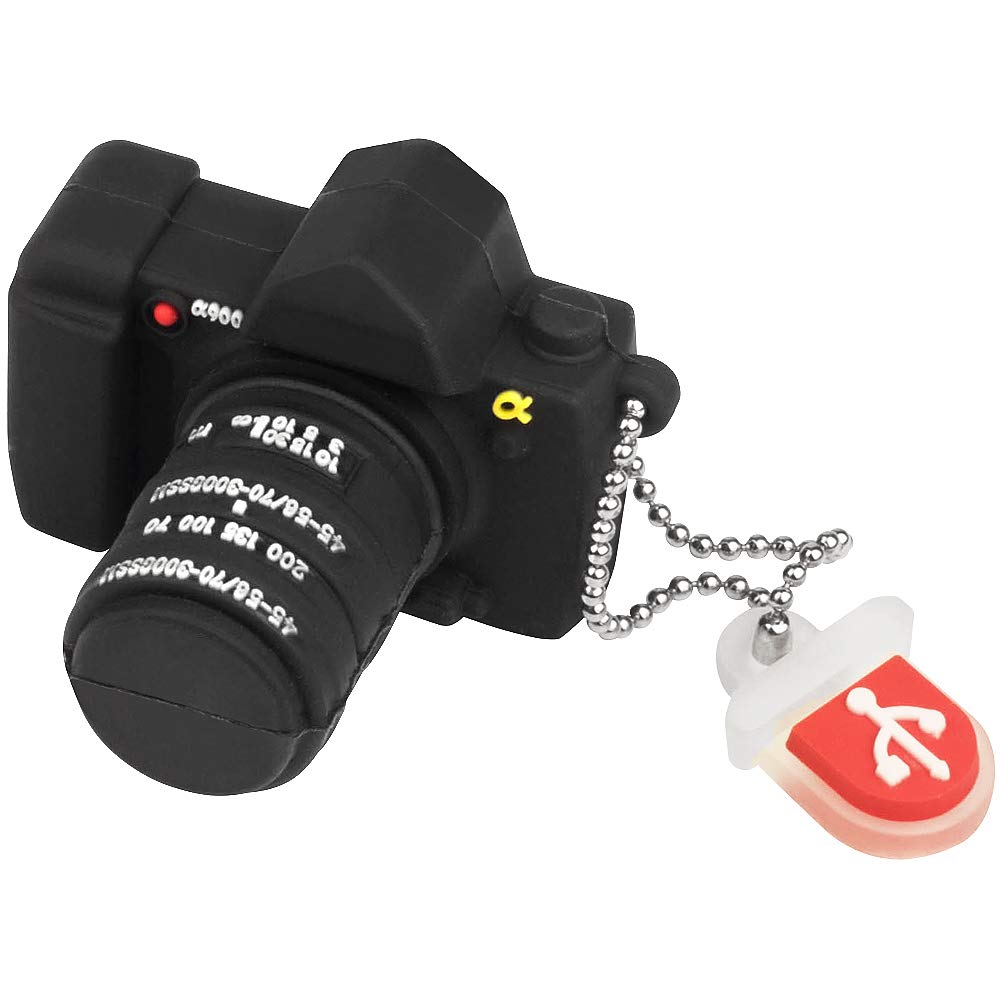 Leizhan Cute Usb Flash Drive 32Gb Camera Shape Thumb Drive Silicone Memeory Stick U Disk For Kids Students Gift Pendrive, Black