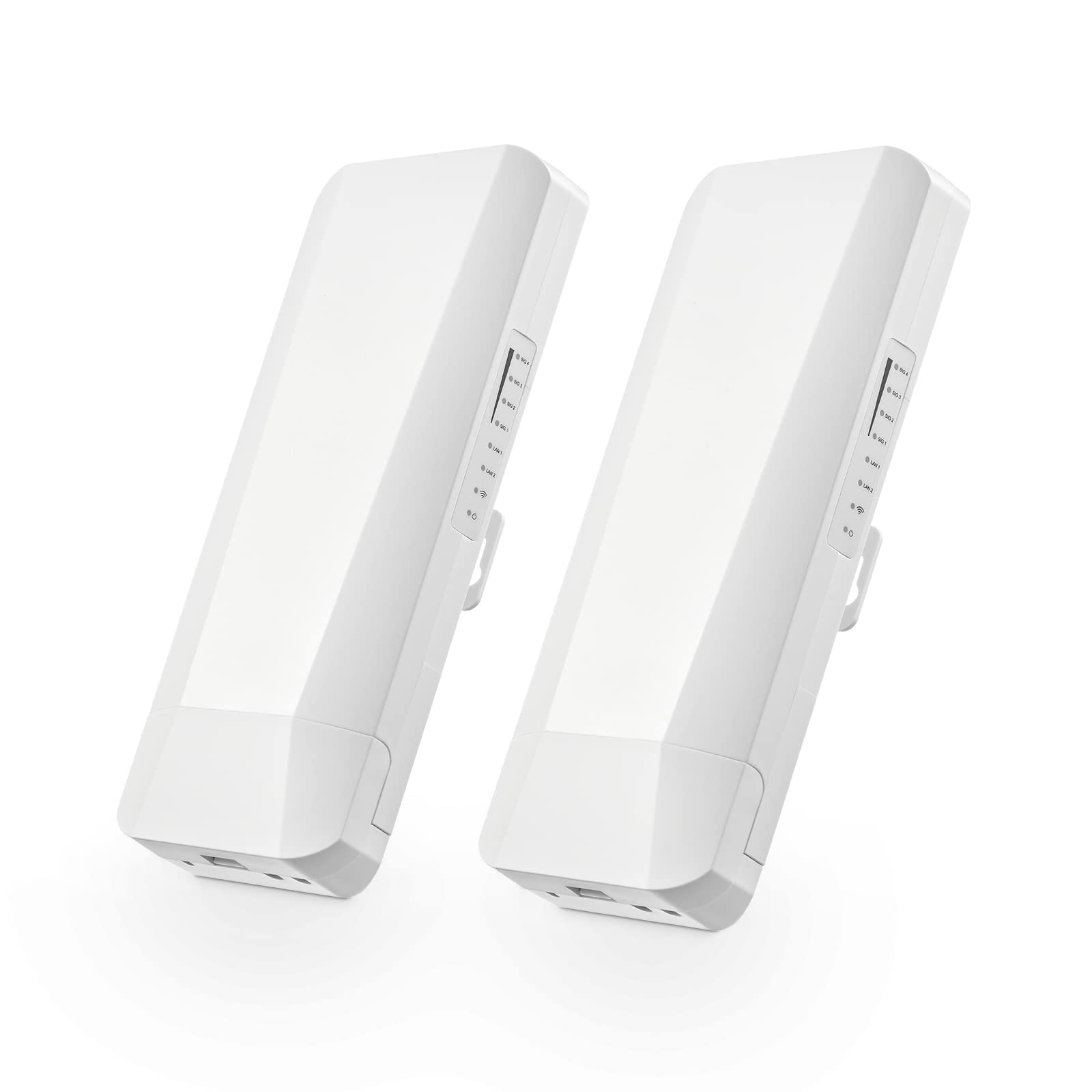 Outdoor Wireless Bridge, Point To Point Wifi Bridge, 5.8Ghz 1 3Km Distance, 2X 100Mbps Ethernet Port, 24V Poe Adapter, 2 Pack