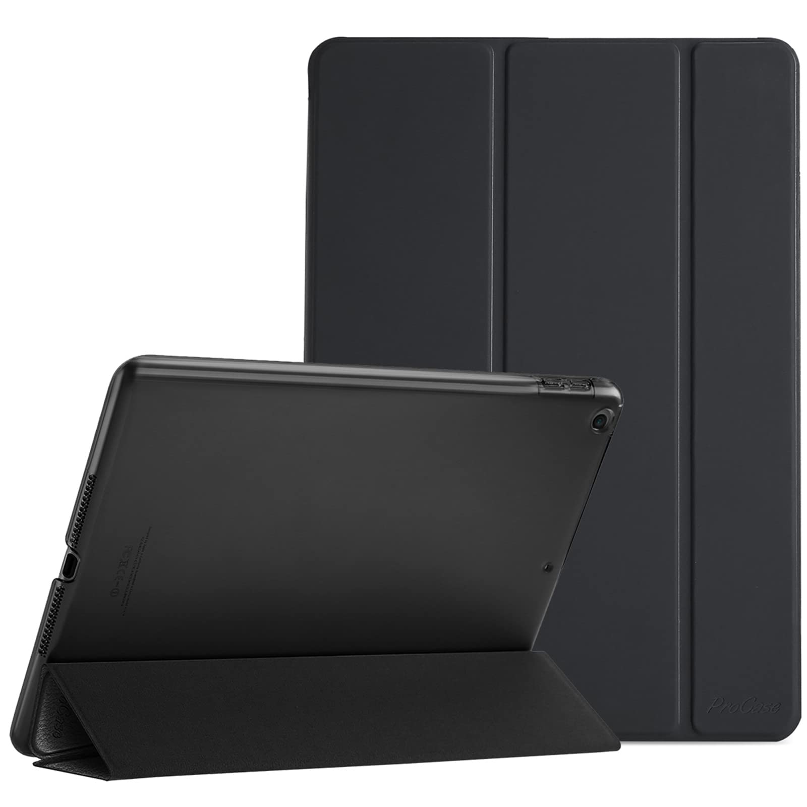 Procase Smart Case For Ipad 9.7 Inch Ipad 6Th/5Th Generation Case 2018 2017(Model: A1893 A1954 A1822 A1823), Ultra Slim Lightweight Stand Case With Translucent Frosted Back Cover  Black