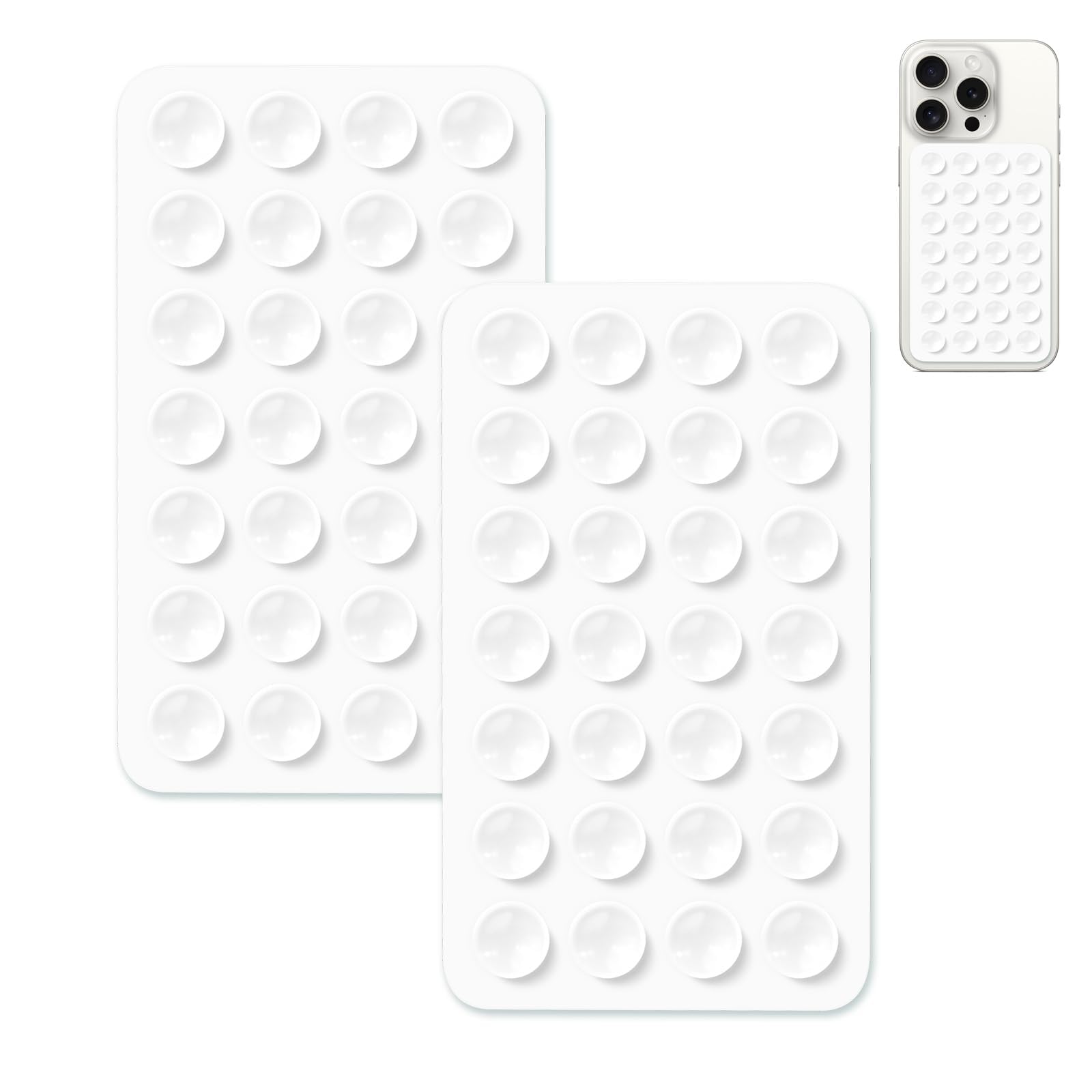 2 Pack Suction Cup Phone Case Mount Double-Sided,Silicon Sticky Phone Stand For Iphone And Android, Hands-Free Strong Grip Holde