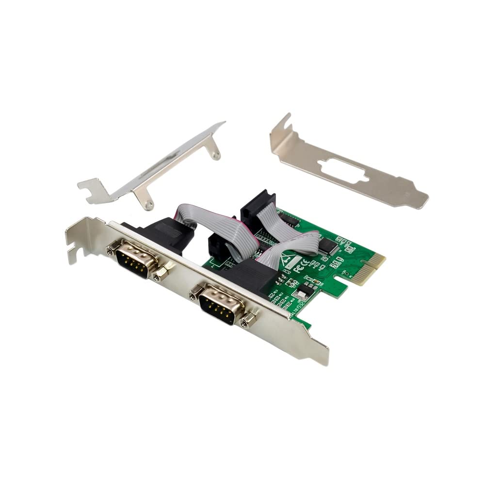 X-MEDIA XM-PEX-2S PCI-E 2-Port Dual DB9 Serial / RS232 Port PCI Express (PCIe x1) Adapter Card - WCH382L Chipset - 16C550/16C552