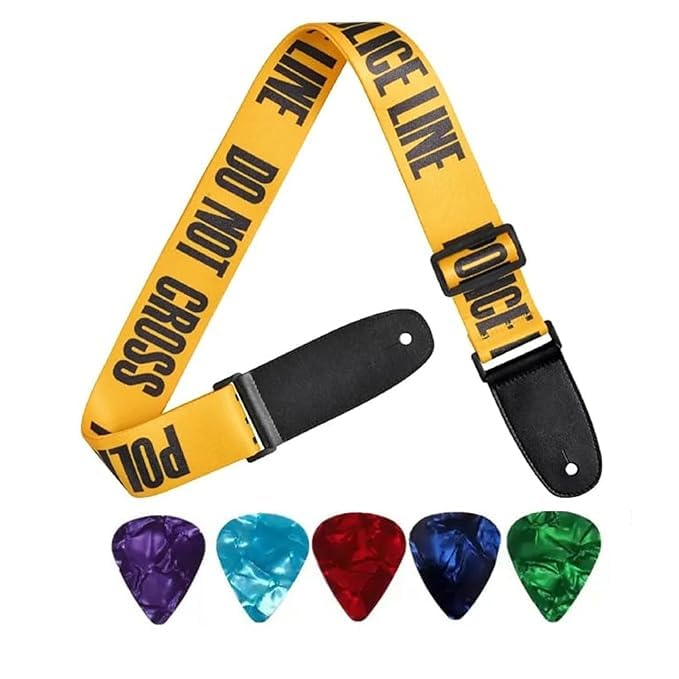 precious world Adjustable Polyester Guitar Strap  Compatible with Acoustic, Electric & Bass Guitars, Includes 5 Picks