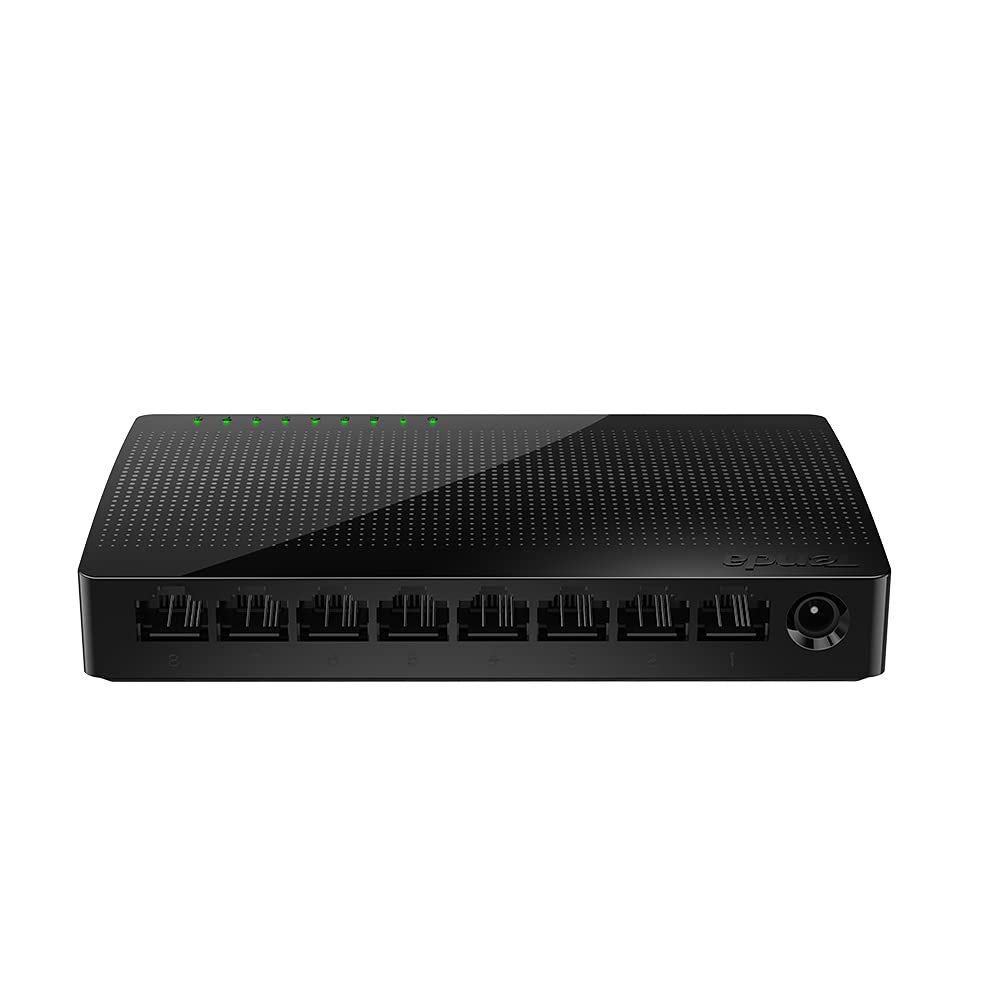 Tenda SG108, 8-Port Gigabit Ethernet Switch, Unmanaged Network Hub, Ethernet Splitter, Plug & Play, Shielded Ports & Plastic Cas