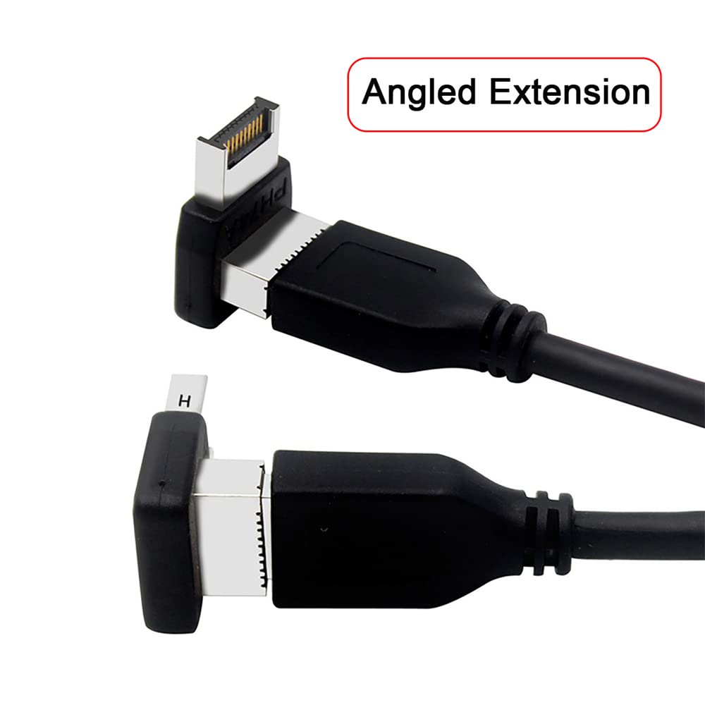 Nfhk 2Pcs Overmold Usb 3.1 Front Panel Header Male To Female Type E Motherboard Extension Data Adapter
