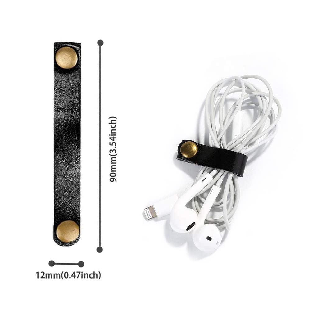 Viaky 24 Pack Leather Cord Organizer Cable Straps, Portable Headphone Usb Cables Keeper Management Ties For Car Office Home (2 S