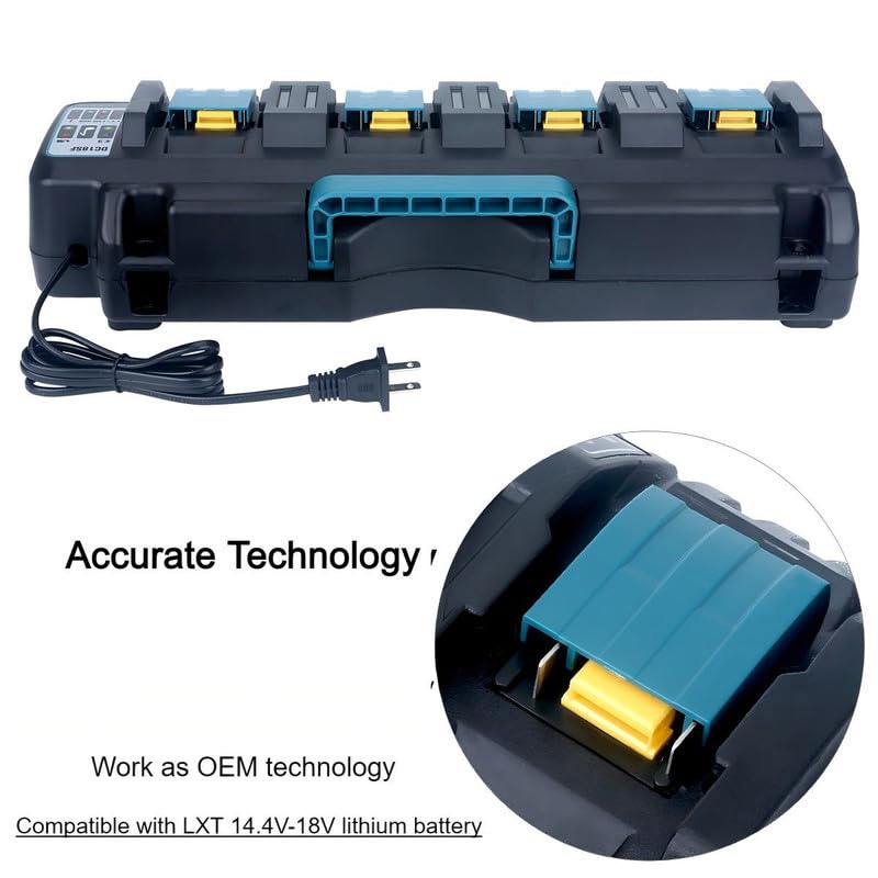 Biswaye 4 Port 18V Rapid Charger Dc18Sf Compatible With Bl1830 Bl1840 Bl1850 Bl1860 Bl1820B Bl1815 Bl1430 Bl1415 Charger Dc18Rc