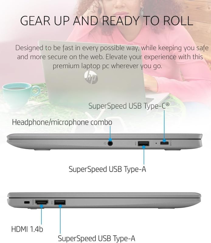 Hp Chromebook 2024 Premium Laptop Student Business, 14'' Hd Display, Quad Core Intel Celeron N4120, 4Gb Ram, 192Gb Storage (64Gb