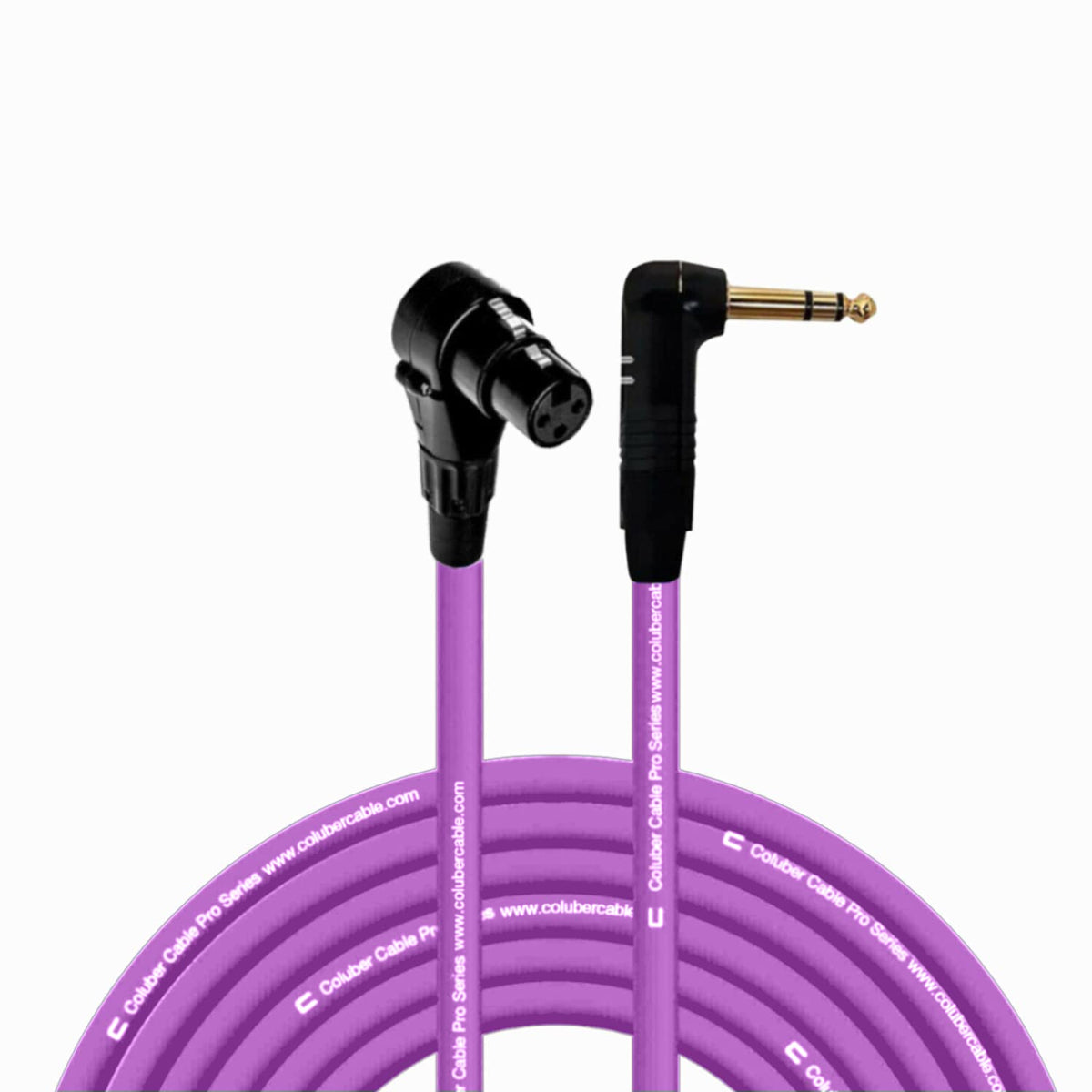 Coluber Cable Right Angle Xlr Female To Right Angle 1/4'' Trs - 50 Feet - Purple - Pro 3-Pin Microphone Connector For Powered Sp