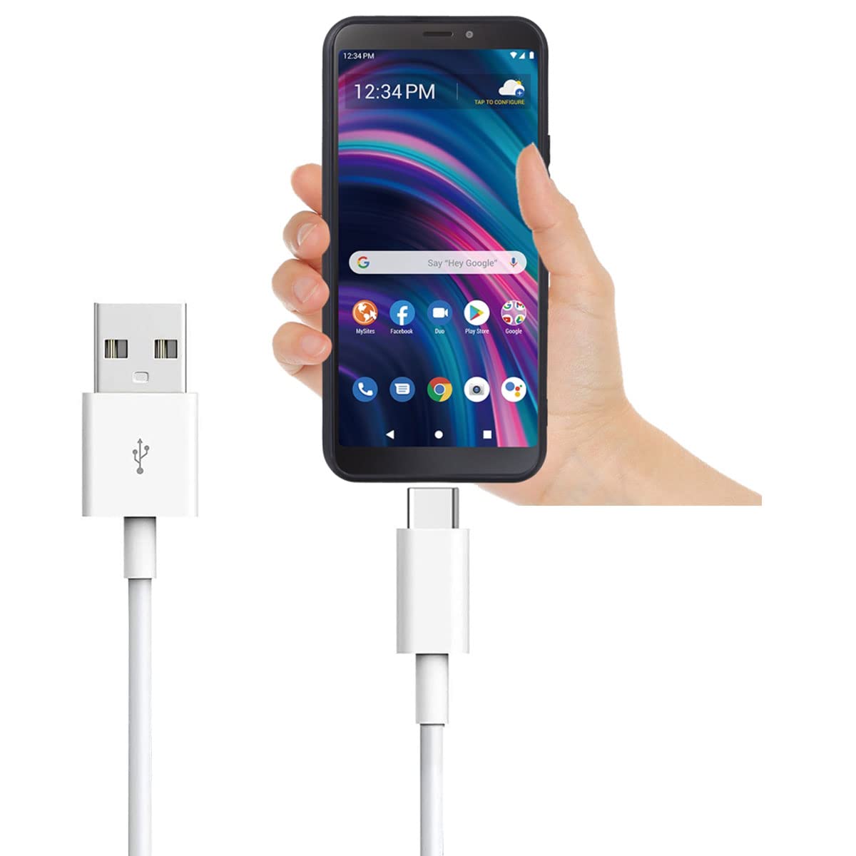 Blu Phone Usb C Charger Cable For Blu View 3, View 2, M8L, M10L, G9, G90 Pro, G91 Max, G91 Pro, G91S, G50 Mega, G70, G71, V70, Vivo Xi, Blu Android Phone Fast Charging Cord Power Accessories (White)