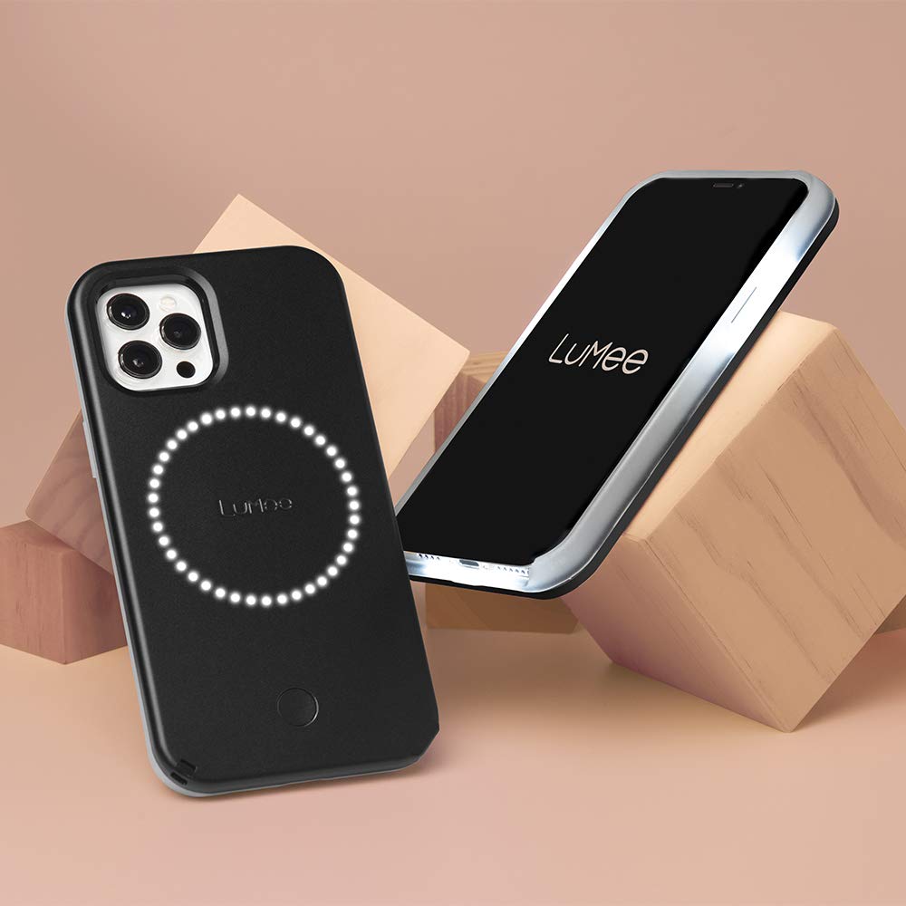 Case-Mate LuMee Halo Light Up Selfie Case for iPhone 12/12 Pro, Thermoplastic Polyurethane, Matte Black, Model LM043574