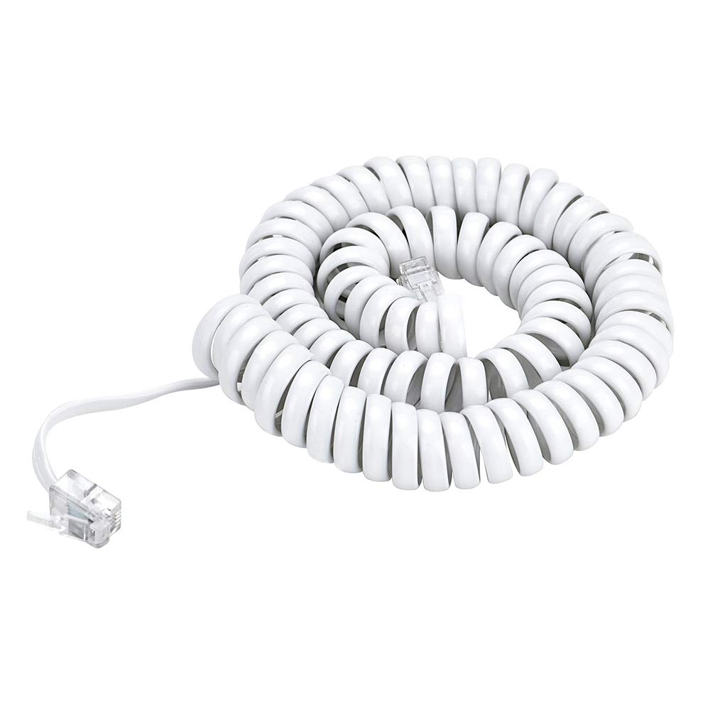 Saisn Telephone Handset Cord Modular Coiled Phone Curly Cable (10 Feet, White)