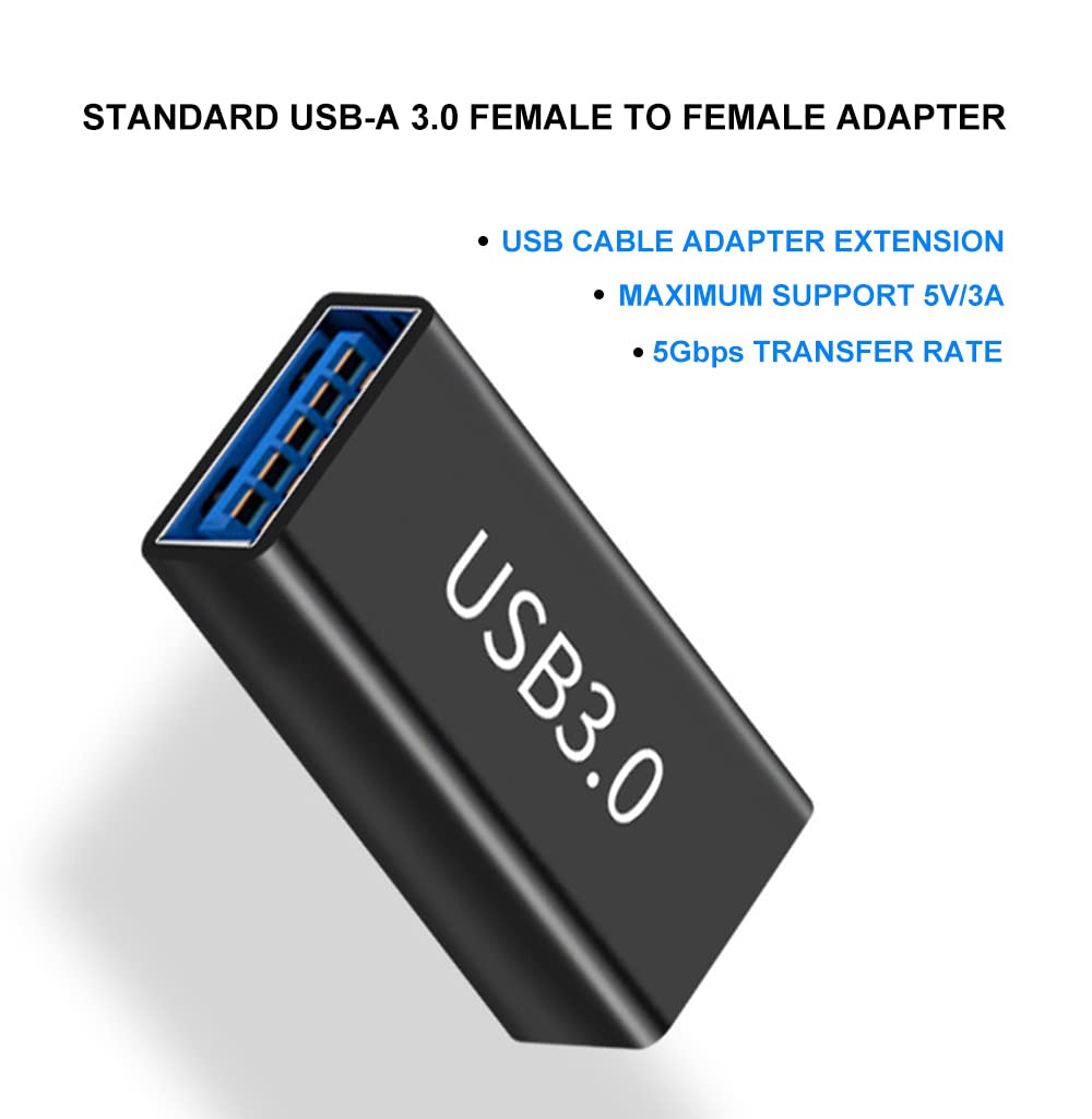 Mepsies Usb-A 3.0 To Usb-A 3.0 Adapter (2 Pack), Usb 3.0 Female To Female Adapter For Connecting Usb Cables For Extension