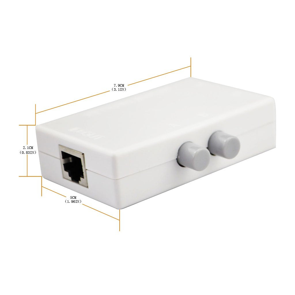 Ikkegol Mini 2 Port Rj45 Network Key Press Switch Splitter Selector Box 100M 2 In 1 Out Or 1 In 2 Out