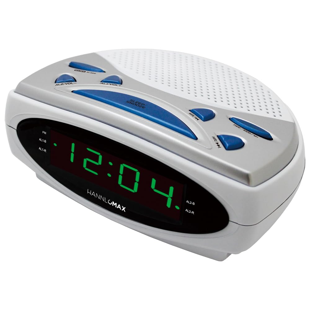 Hannlomax Hx 137Cr Alarm Clock Radio, Pll Am/Fm Radio, Dual Alarm, 0.9'' Green Led Display, Ac Operation Only. (White Green Led)
