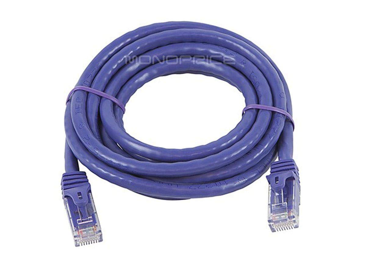 Monoprice Cat6 7Ft Purple Patch Cable Utp 24Awg 550Mhz Pure Bare Copper Snagless Rj45 Flexboot Series Ethernet Cable