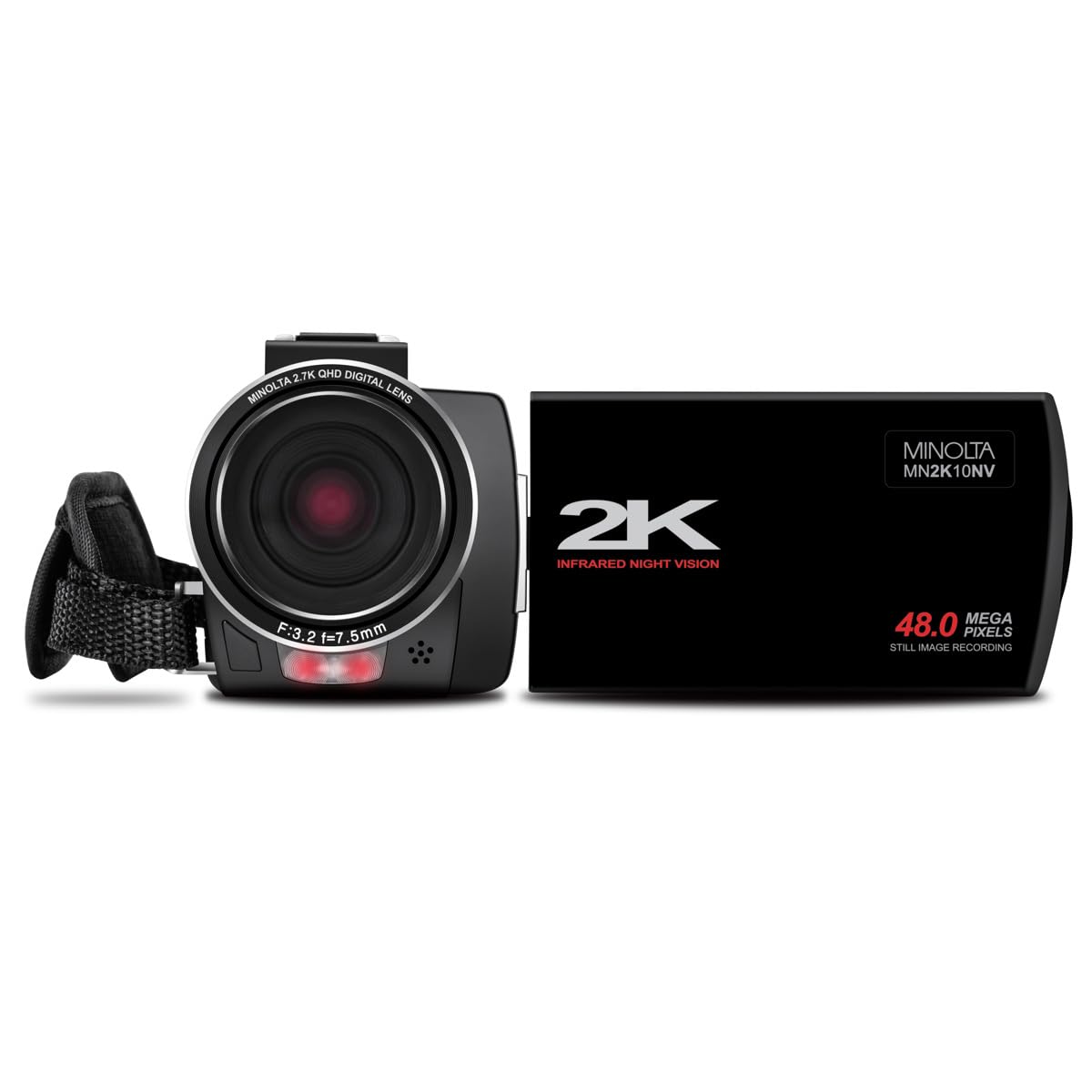 Minolta 2K Ultra Hd Camcorder With Infrared Night Vision Mn2K10Nv, Black
