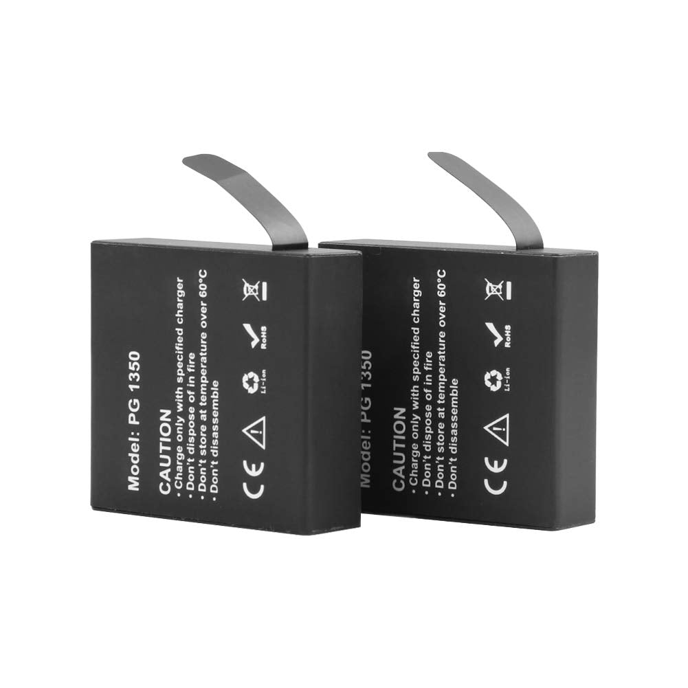 Akaso Brave 7 Le 2 X 1350Mah Rechargeable Action Camera Battery With Usb Dual Charger