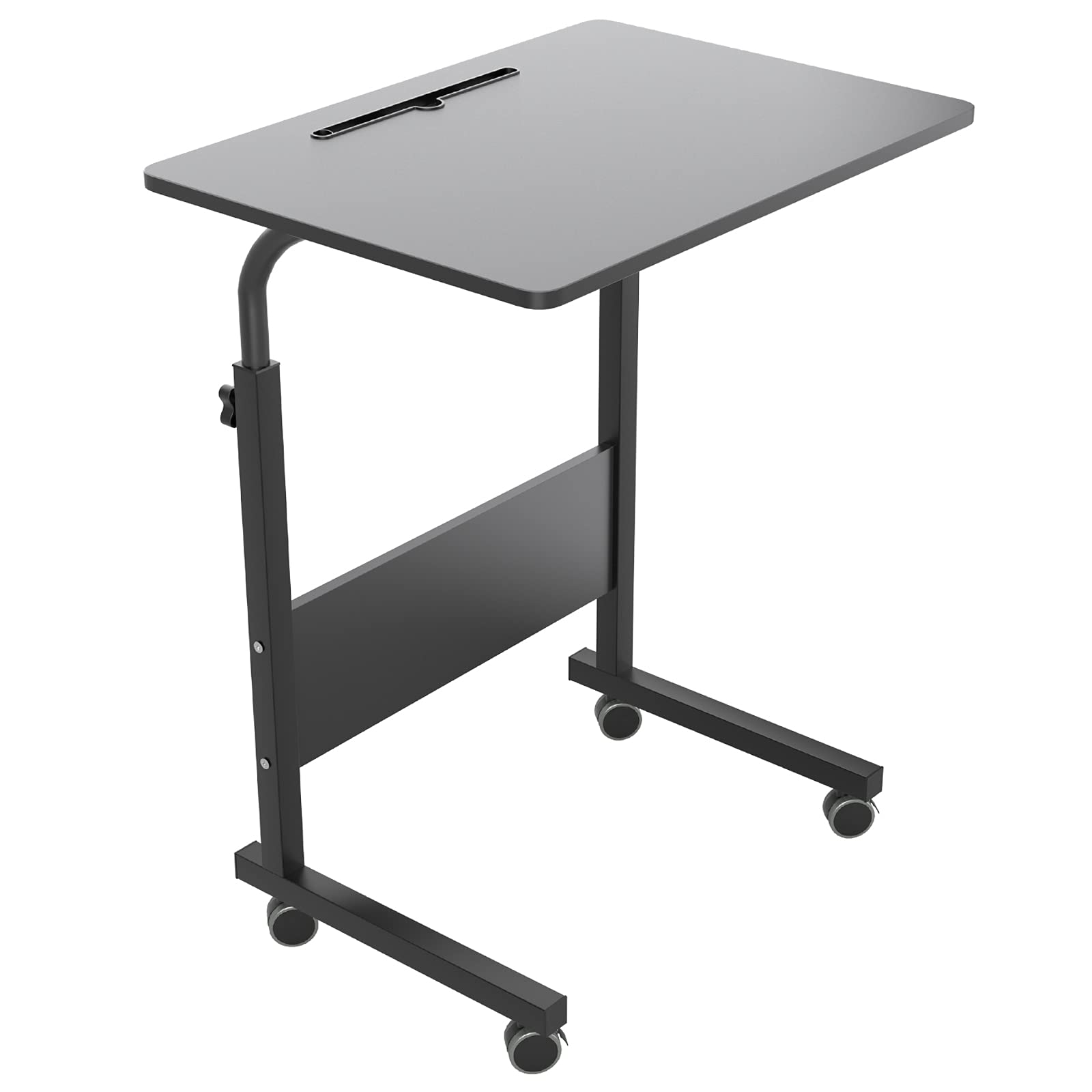 Soges Rolling Laptop Desk Cart Height Adjustable, 23.6 Inches Mobile Sofa Side Table With Tablet Slot, Portable Standing Laptop 