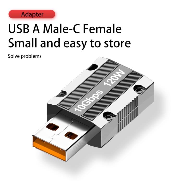 Wlgq 10Gbps Usb C Female To Usb Male Adapter, Zinc Alloy Double Sided Usb A To Type C Adapter With10Gbps High Speed Data Transfer & Pd120W Stable Charging For Laptop Charger Power Bank