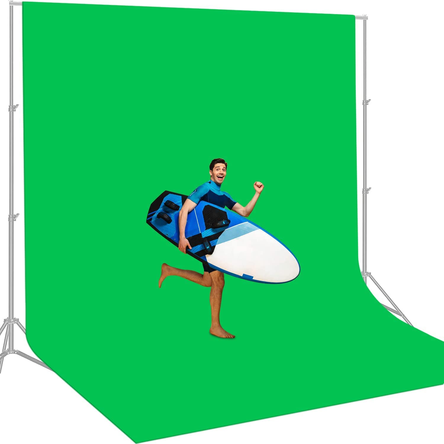 Aimosen 12 X 10 Ft Large Green Screen Backdrop For Photography, Greenscreen Background For Zoom Meeting, Polyester Cloth Fabric