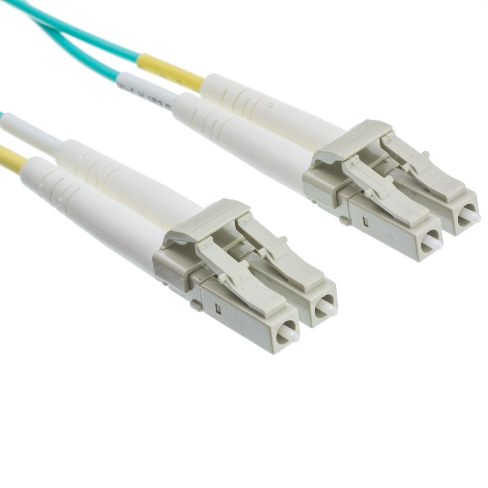 Cablewholesale Aqua Blue 10 Gbit Fiber Optic Cable, 2 Meter (6.6 Feet) Lc To Lc Lucent Connector Duplex 50/125 Om3 Multi Mode Fi