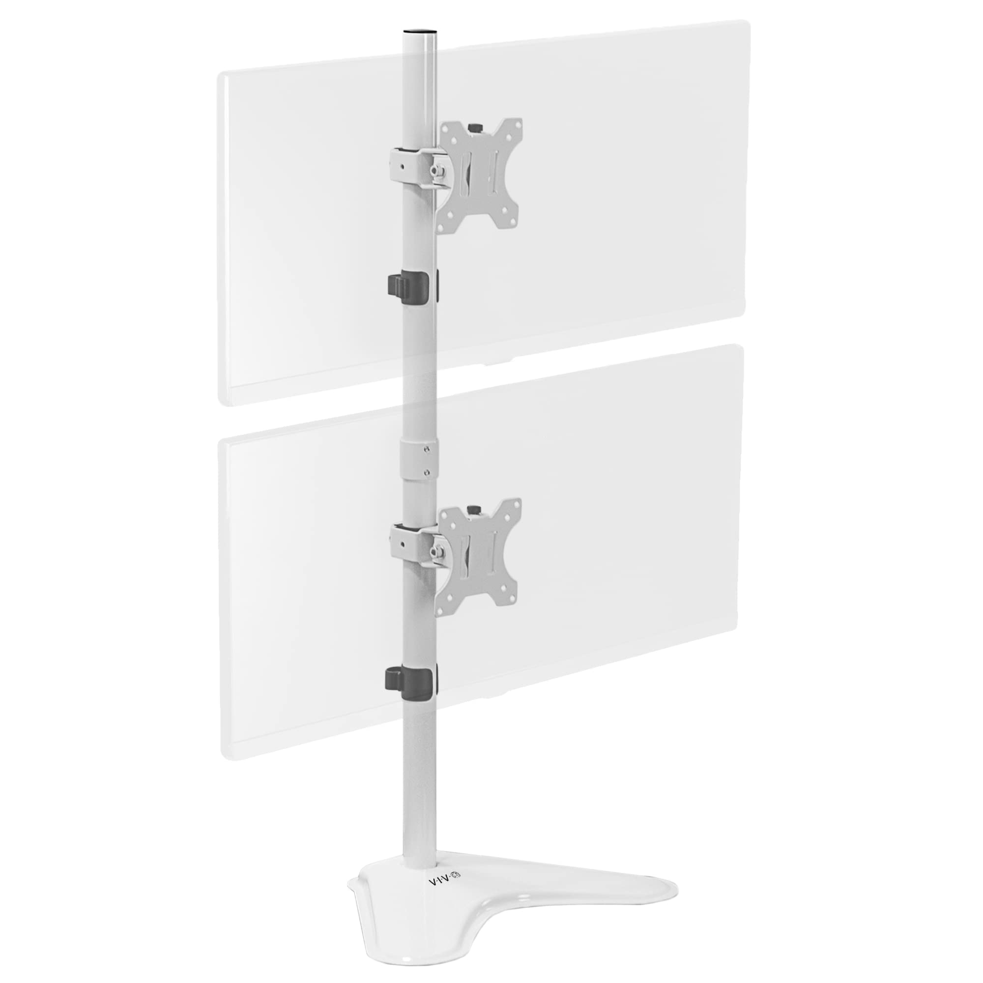 VIVO Dual Monitor Desk Stand Free Standing LCD Mount, Holds in Stacked Vertical Position 2 Ultrawide Screens up to 34 inches, White, STAND V002LW