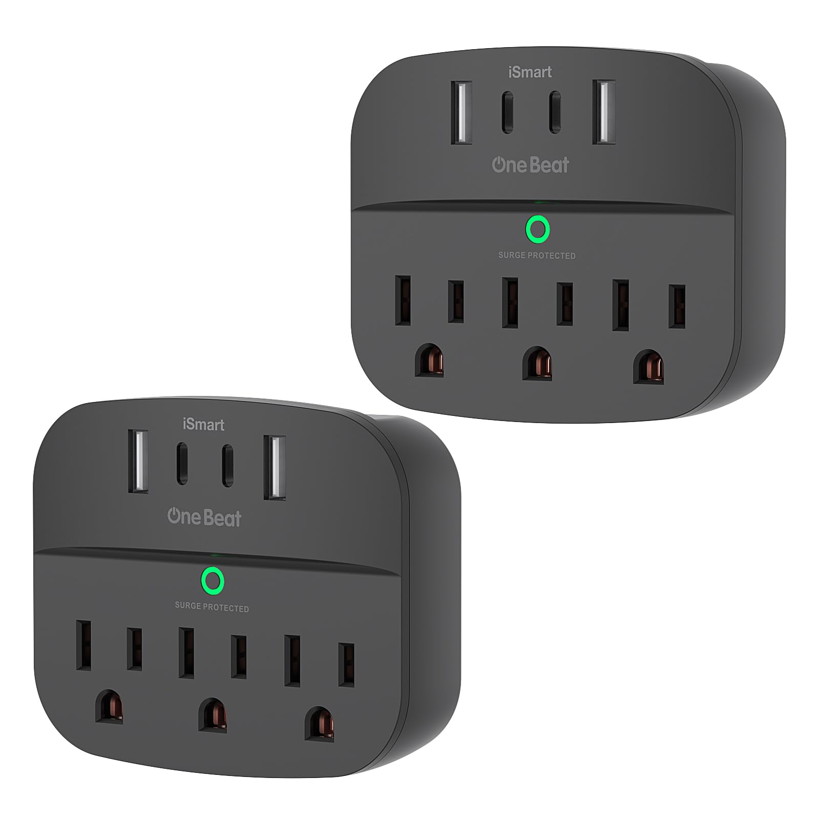 2 Pack Multi Plug Outlet Splitter With Usb, Surge Protector Outlet Extender With 3 Wall Outlets 4 Usb Wall Charger(2 Usb C), 490