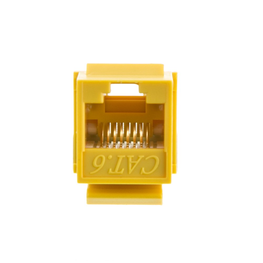 Cablewholesale Cat6 Keystone Jack, Yellow, Rj45 Female To 110 Punch Down