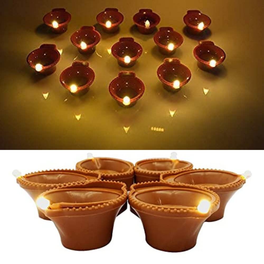 VRION Water Diya Water candel, Water Sensor Diya, Candle with Water Sensing Warm Orange Lights,led Light Home Decor Festivals De