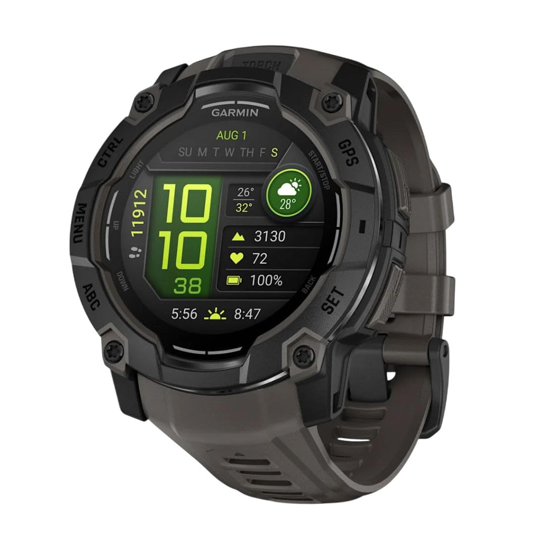Garmin Instinct? 3 50Mm, Amoled Display, Rugged Outdoor Gps Smartwatch, Metal Reinforced Bezel, Built In Flashlight, Up To 18 Da