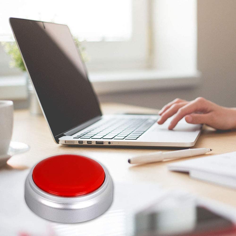 Netual Voice Recording Button - 30S Recordable Plastic Dog Communication Button, Red/Silver, Battery Included
