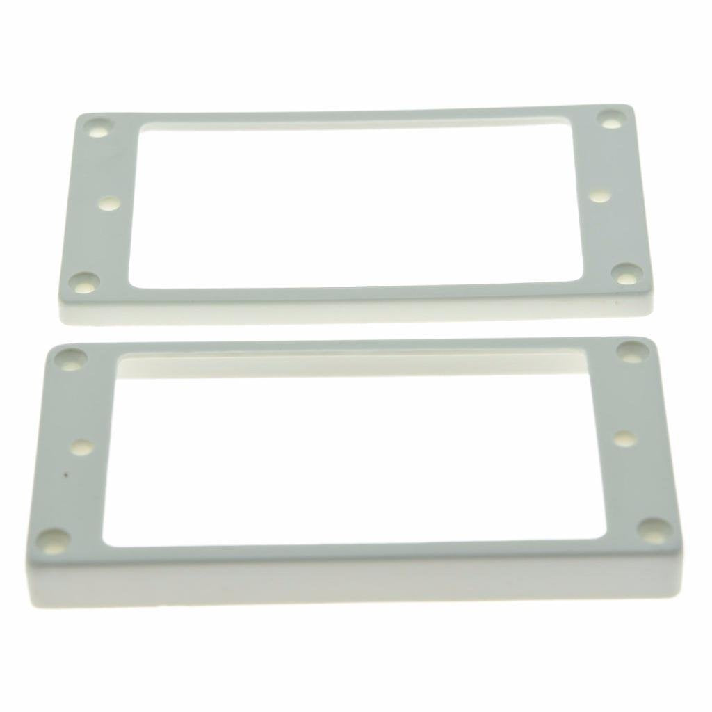 Dopro Set Of 2 Humbucker Pickup Ring Pickup Mounting Frame Flat Bottom 3 * 5 For Neck And 7 * 9 For Bridge Pickup White