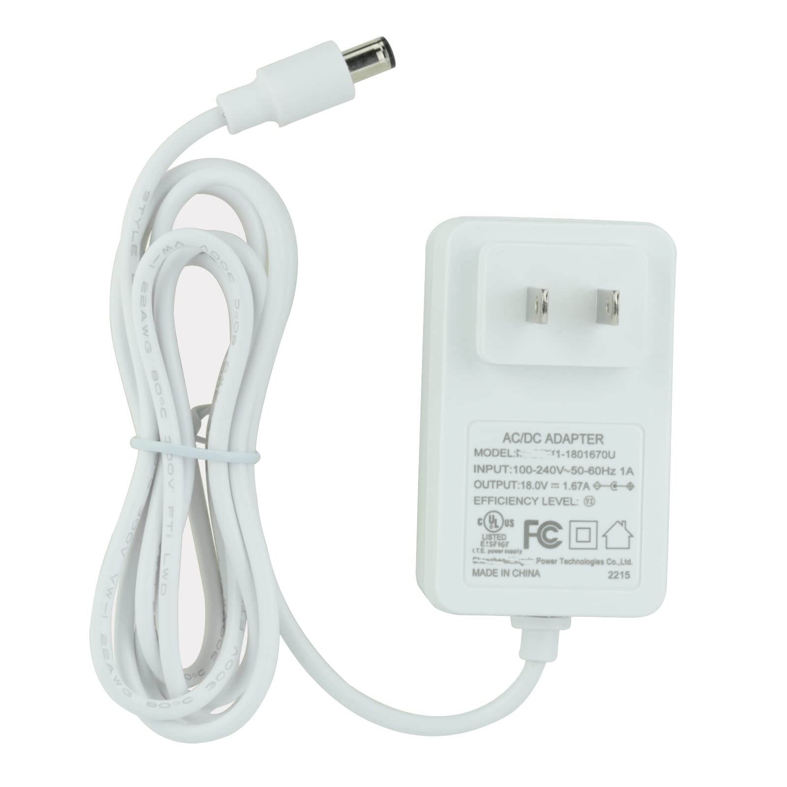 Lefxmophy C7H6N3 Power Cord Replacement For Show 8 18V 1.67A 30W Adapter, L4S3Re 4Th / 3Rd Gen, Show 10 (3Rd Gen), Plus 2Nd Gen, Show 2Nd Gen K3V1N9 Charger Ul White Pluger With 5Ft Cable