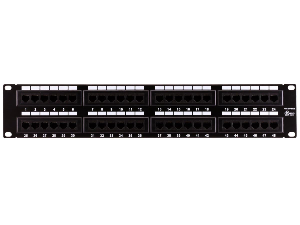 Monoprice Cat6 48 Port Patch Panel   110 Type, 568A/B Compatible, 2U Rack Compatible, Numbered Ports, Color Coded Wiring Diagram
