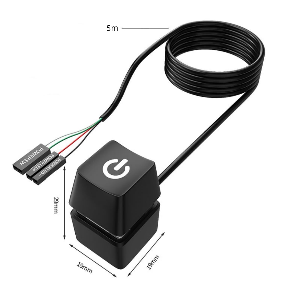 Pc Power Button Extension, Computer Power Switch Button, Desktop On Off Control Adapter (5M)