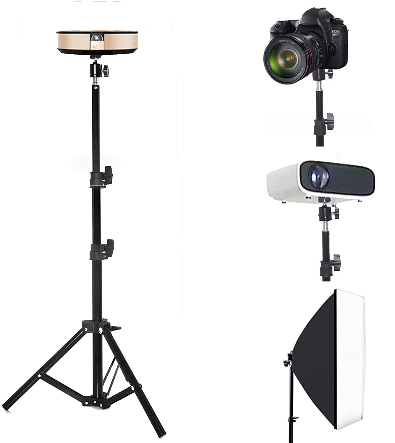 Tripod Stand, Mini Projector Stand,Lightweight Portable Projector Photography Stand Camera Tripod Adjustable Height 20'' To 61''