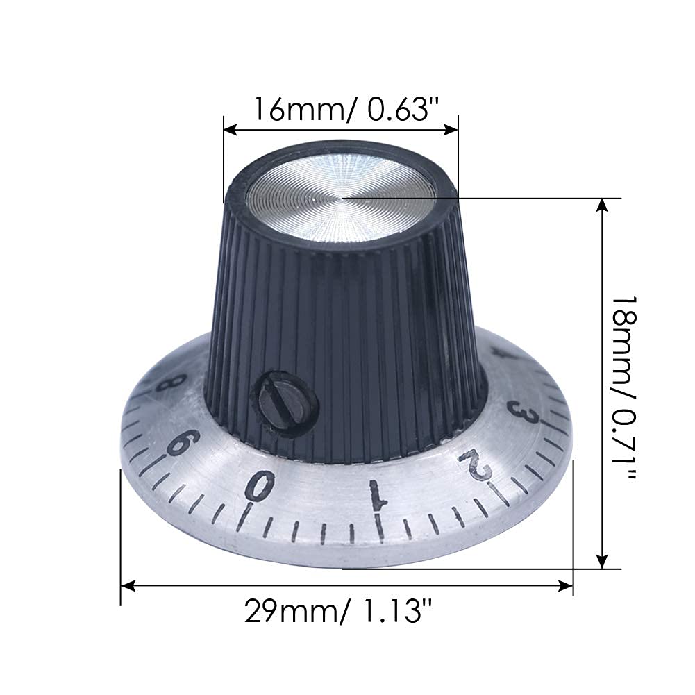 Mxuteuk 6Pcs Black With Silver Potentiometer Control Knob Volume Audio Electric Guitar Bass Screw Type 29 X 18Mm (D*H) Knob C 2