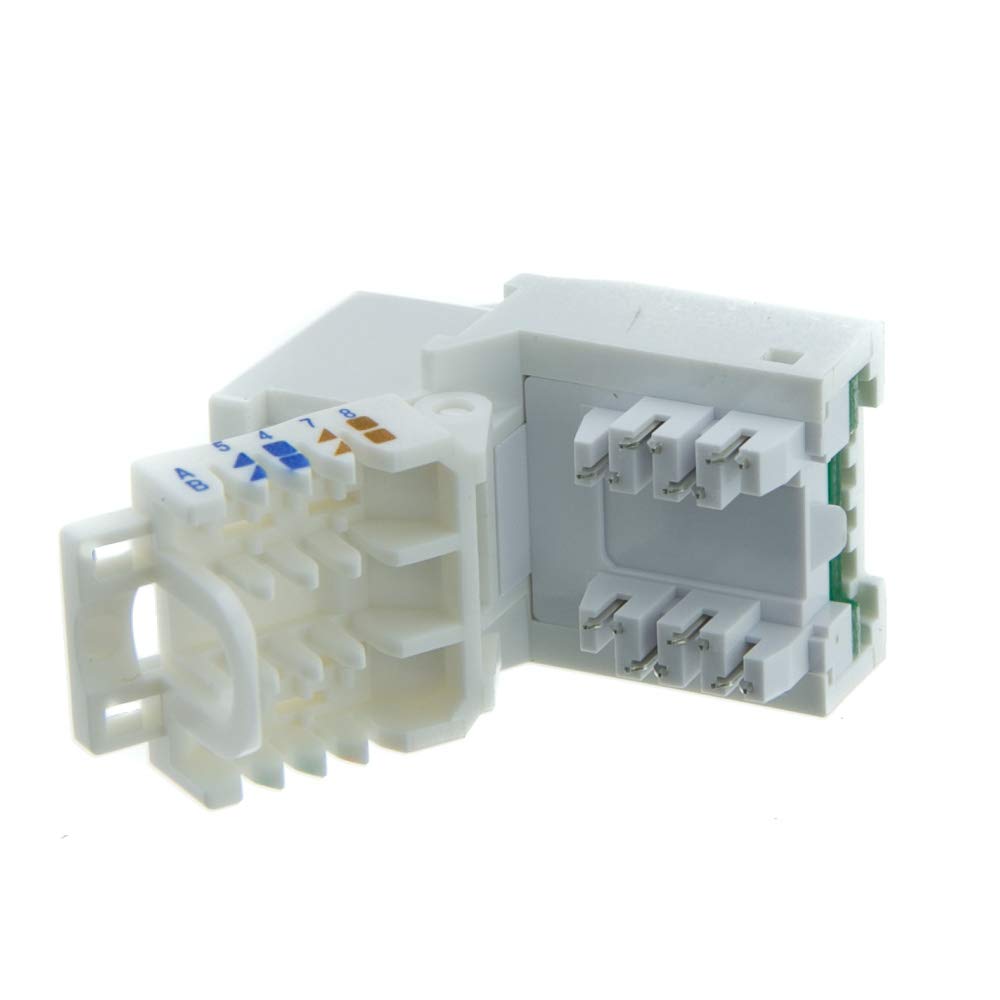 Cablewholesale Cat5E Keystone Jack, Toolless Rj45 Female (Utp) To 110 Punch Down Connector, White