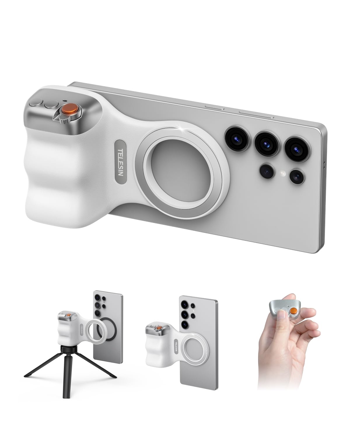 Telesin Magnetic Phone Camera Grip For Iphone/Android Fun Shot With Detachable Wireless Shutter Remote - Official Certification 