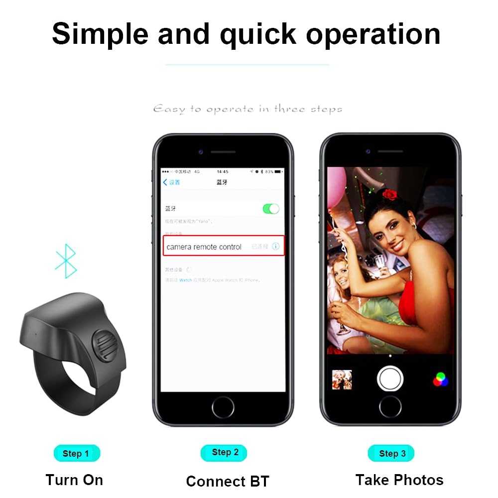 Recharging Bluetooth 5.1 Smart Ring Selfie Remote Control For Iphone & Android Wireless Remote Control Selfie Shutter For Photog