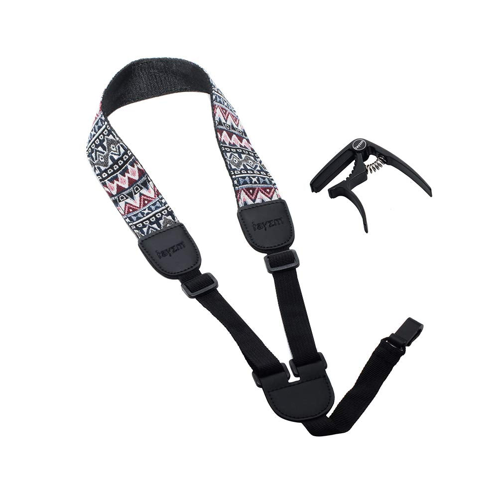 Rayzm Ukulele Strap  Zinc Ukulele Capo, Adjustable Soft Cotton Neck Sling Strap For Ukulele, Button Free Cross Chest Loop Style 