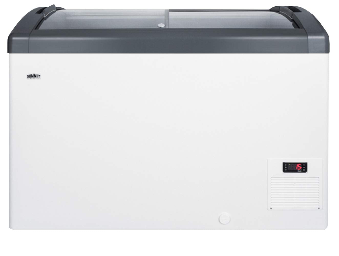 Summit Focus106 Top Display Commercial Freezer With 9.5 Cu. Ft. Capacity Digital Thermostat Sliding Glass Lid Manual Defrost Cas