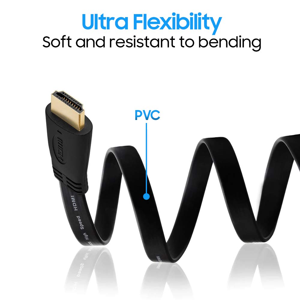 Cmple High Speed Flat Hdmi Cable   Hdmi To Hdmi Cord With Ultra Hd 4K, 3D, 2160P And Arc Audio Return Channel   15 Feet