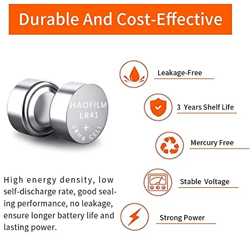 Haofilm Lr41 Ag3 392 384 192 Advanced Alkaline Battery, 1.5V Round Coin Cell Battery (Pack Of 200