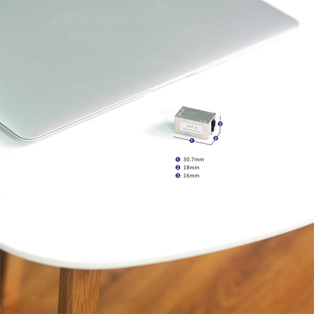 Vcelink Rj45 Coupler Shielded, Ethernet Cable Extender Cat6/Cat5E/Cat5 Inline Coupler Poe Female To Female Connector In Silver,